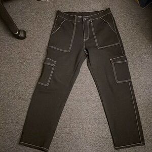 SHEIN Manfinity EMRG Men Cotton Contrast Stitching Cargo Jeans